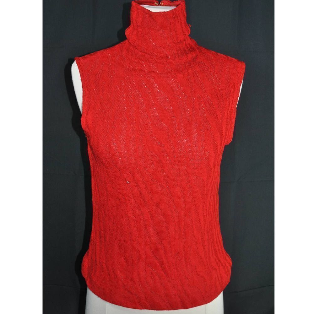 St. John Red Zebra Pattern Knit Turtleneck Sleeve… - image 3